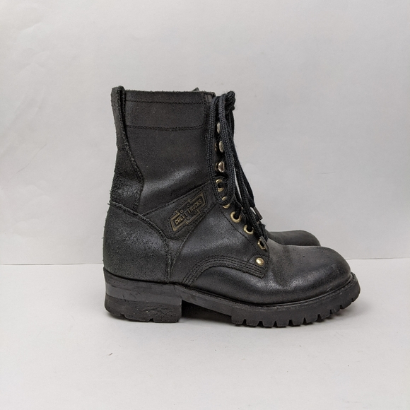 Vintage Chevy Trucks Black Leather Combat Boots - Picture 6 of 14